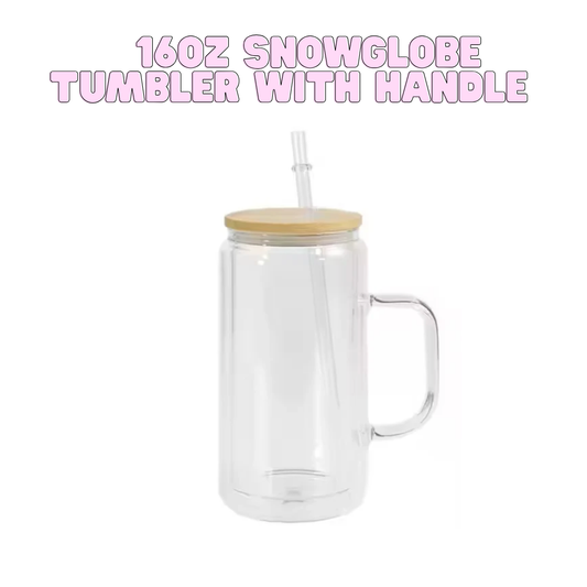 16oz Snowglobe Tumbler with Handle